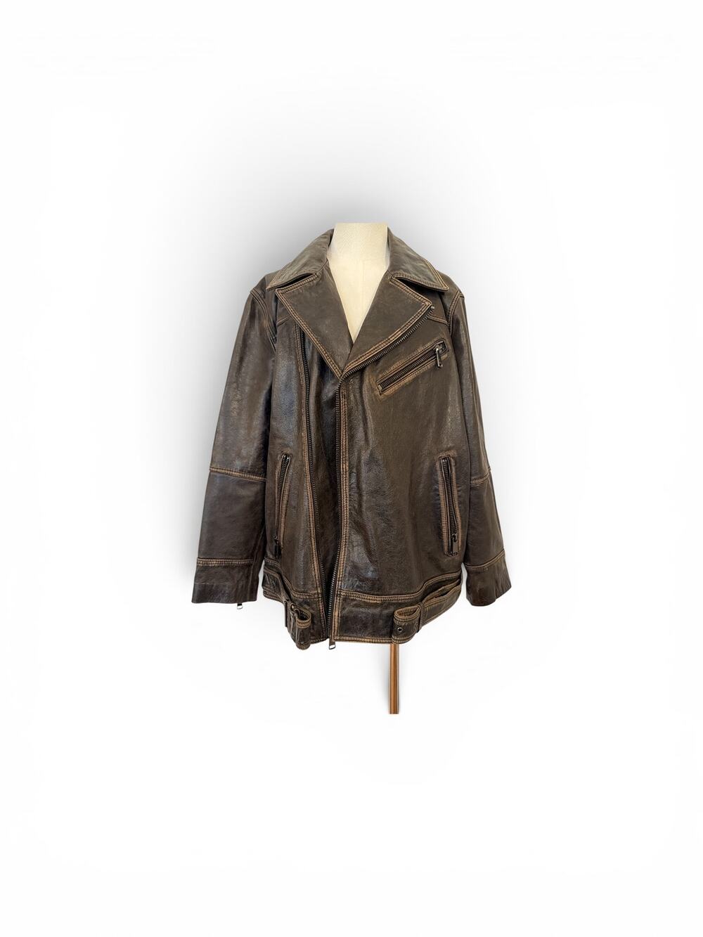 Wilson Leather Dark Brown Motorcycle Leather Blazer/Jacket Large